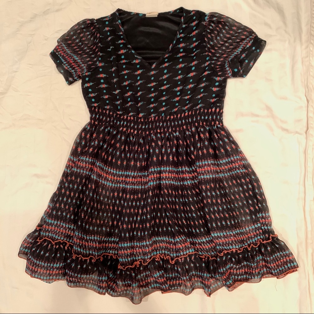 Chiffon babydoll dress v neck floral size S